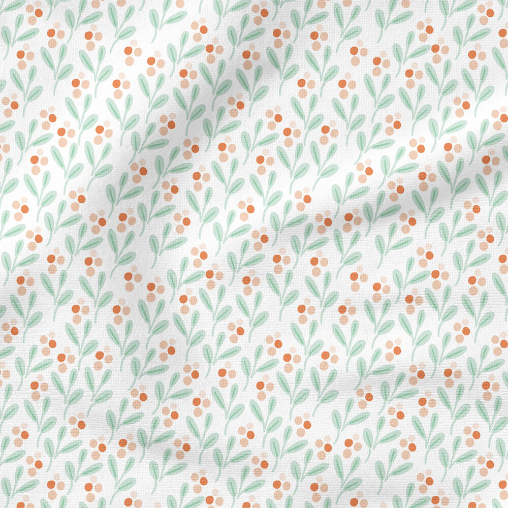 Holly (Pink Berry) | Botanical, Holiday Fabric Design | Indy Bloom Design